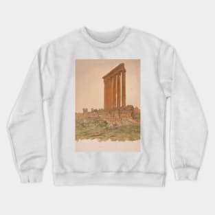 Ruins of the Temple of Zeus, Baalbek by Frederic Edwin Church Crewneck Sweatshirt